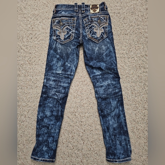 Rock Revival Dark Blue Distressed Skinny Jeans - Picture 2 of 12